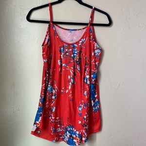 Red abstract tank top - adjustable thin straps
